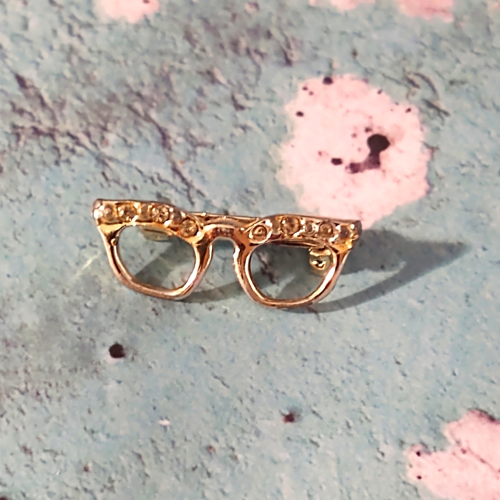Vintage Gold Plated Glasses with Rhinestones.